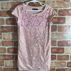 GapKids Pink Sequin Short Sleeve Tshirt Dress sz small and large for